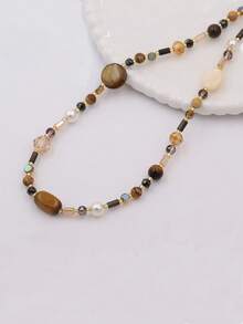 Natural Tiger Eye Beaded Necklace, Elegant High-End Accessory For Women - Tiger's Eye - View 4