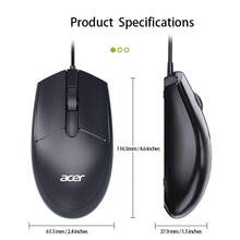 Acer Ratón con cable OMW910: preciso y sensible, ergonómico, agarre cómodo, adecuado para uso empresarial, doméstico, en ordenadores de sobremesa y portátiles. - Ver 4