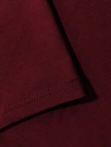 女士优雅纯色V领露背褶皱收腰性感修身连衣裙，适合新年、情人节派对、毕业典礼、婚礼、伴娘等场合 - 酒紅色 - 查看 5