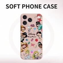 Funda de teléfono Disney - Blancanieves, Elsa y Alicia: Diseño de dibujos animados lindo y femenino. Compatible con iPhone 17 Pro Max, 16 Pro, 17 Air, 17 Pro, 16 Plus, 16 Pro Max, 15 Pro, 15 Pro Max, 15 Plus, 14 Plus, 14 Pro Max, 14 Pro, 12 Pro, 13 Pro Max, 13 Pro, 13, 12 Pro Max, 11 Pro, 11 Pro Max, XS Max, XS, XR y X. Funda protectora suave a prueba de golpes - Cubierta protectora de silicona/TPU. - Rosa - Ver 3