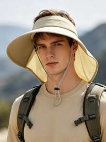 1PC Outdoor Quick-Dry Sun Hat, Wide Brim Neck Protection, For Fishing & Camping - Wide-brimmed Open-top Sun Hat - View 4