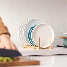 Dish Drainer Rack Bamboo Cup Display Stand Drainer Pan Cover Drying Organizer Kitchen Accessory - A - Ver 5
