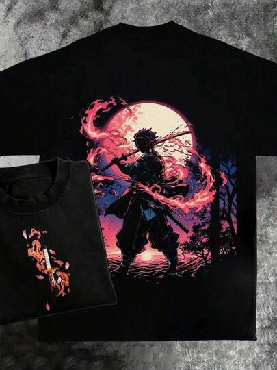 Camiseta de Anime para Hombre Otaku Chic Manga Majesty Realm Fandom Flair Geek Groove Moda Streetwear Camiseta Gráfica Cool Casual Top de Verano para Fans de Anime y Entusiastas de la Cultura Pop