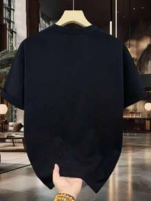 New Short-Sleeved T-Shirt, High-Quality Crew Neck T-Shirt, Loose Fit, Casual And Versatile Print. Suitable For Vacations, Walks, Travel, And As Everyday Underwear For Work, Studies, Students, Young People, And Couples. - 黑色 - 查看 2