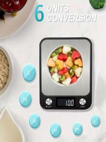 10kg Large Range Kitchen Scale | 10kg Capacity, LCD High-Definition Digital Display, Large Platform, One-Touch Tare Function | Durable Plastic, Multiple Unit Conversions, Sturdy Construction Suitable For Fruits, Vegetables, And Baking, Battery-Powered (Batteries Not Included) - Multicolor - View 2
