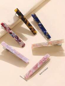 6pcs Acetate Resin Hair Clips,Hair Claws,Clips For Hair - Multicolor - View 6