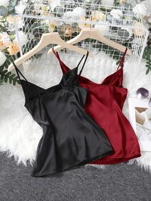 Clasi Camisola de cuello drapeado de 2 piezas para mujer para el verano - Burdeos - Ver 2