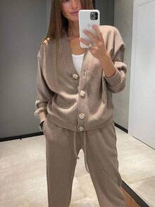 Women Two-Piece Outfits - Brown - View 4