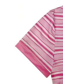 Camiseta de manga corta minimalista de unicolor para mujer, uso casual de todos los días - Rosa Pálido - Ver 4