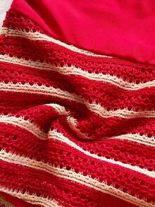 2 piezas Conjunto de camiseta de tirantes y pantalones cortos de punto a rayas con hebilla de metal, estilo casual de vacaciones, adecuado para fiesta, San Valentín, cita, discoteca, bohemio, vacaciones, otoño, ropa de mujer, vintage, días fest - Multicolor 5 - Ver 6