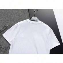 Single Garment Set, Not A 3-Piece Set, 1 Piece/Set Of Short-Sleeved T-Shirts Suitable For Streetwear, Oversized Round Neck Top For Daily Outings, Camping, Concerts, Hip-Hop, Rock, And Rap Events, Versatile, Suitable For Streetwear, Daily Outings, Camping, Concerts, Hip-Hop, Rock, And Rap Events, Summer Style. Short-Sleeved Round Neck T-Shirt With Sakura Landscape Print, Versatile Top For Women - 白色 - 查看 5
