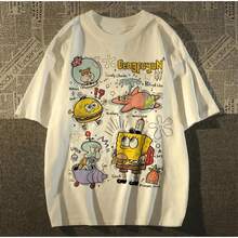 Unisex Oversized Short-Sleeve T-Shirt, Neutral, Men's/Women's, 100% Cotton, Bikini Bottom Print, Casual, Round Neck, In Stock In Brazil, 24h Shipping, Colors: Black And White - J2 - 查看 2