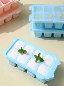 1pc Ice Cube Tray, Quick Release Ice Cube Mold, Fridge Ice Storage Box, Sealed Anti-Odor Freezer Ice Cube Tray, Square & Spherical - Multicolor - View 10