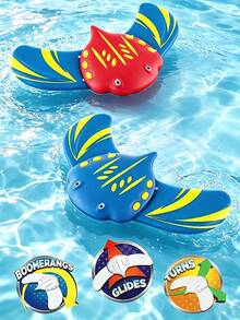 1pc Kids Underwater Diving Fish Toy, Manta Ray Pool Glider, Water-Powered Swimming Toy, Adjustable Fins, Summer Outdoor Pool Party Game 3+ Years - 301 Diving Fish - View 9