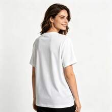 Tops para mujer Holgada de Mujer con Estampado de Oso y Letras - Estilo Urbano Y2K Hop con Lema Fearless - Top Casual de Manga Corta para Verano y Skateboard - Blanco - Ver 8