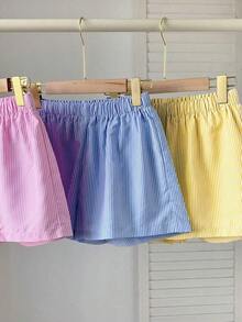 Conjunto de shorts de mujer con estampado de rayas multicolor tejidas - Multicolor 3 - Ver 5