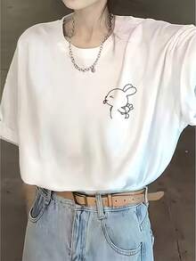 Camiseta Deportiva para Mujer, de Cuello Redondo y Manga Corta, Transpirable y de Corte Holgado, Diseño Moderno y Atractivo, Ideal para Deportes, Ocio Diario, Versátil para Múltiples Ocasiones, Top para Mujer - Blanco - Ver 6