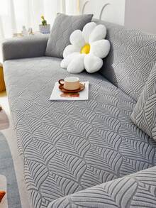 1pc Stretch Sofa Cover, Machine Washable, Non-Slip Sofa Protector, Suitable For Living Room Single To Four-Seater Sofa, Solid Color Textured Fabric, Suitable For All Seasons, Essential For Living Room | Minimalist Sofa Cover | Fitted Sofa Cover - Dark Grey - View 4