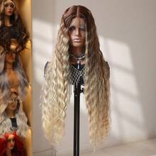 13X4 Lace Front Wigs With Baby Hair 32Inch Extra Long Deep Wave Curly Wigs Japanese Fiber Suitable For All People Future Hair Elastic Mesh Cap For Woman Daily Party Gift Movie Look Nice Multi Color - Multicolor - View 13