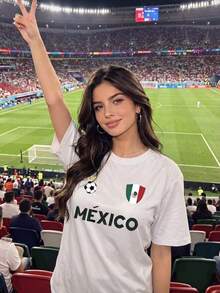 Playera de Fútbol Mujer México Bandera - Ropa para Aficionados al Fútbol Mexicano EWLS - Blanco - Ver 6