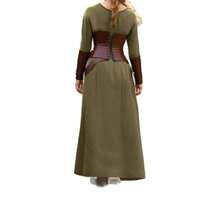 Medieval Retro Dress With Round Neckline, Long Sleeves, And A Slim Fit, Artistic Cotton-Linen Long Cosplay Dress For Women - Dark Grey - View 7