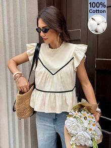 Camisa casual de mujer con estampado floral diminuto - Albaricoque - Ver 11
