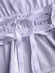 Conjunto de 2 piezas estilo francés relajado con camiseta sin mangas de cintura ceñida y pantalón ancho de pierna holgada, un conjunto de moda para mujeres - Morado - Ver 4
