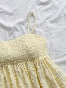 Camiseta sin mangas casual y linda para mujer, con textura de punto floral romántica y dulce, cintura elástica y bajo asimétrico suelto, color amarillo, para vacaciones de verano, graduación, boda, vuelta al colegio, fiesta de Pascua - Amarillo - Ver 5