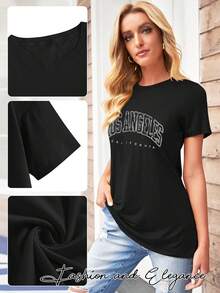 Sudadera con estampado de letras Rachel para mujer, con diseño de letras, divertidas, informales - Azul - Ver 11