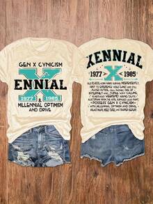 Women's Crew Neck T-Shirt With Fun Letter Print, Casual Short Sleeve Top, Women's Clothing - Breathable And Skin Friendly - 白色 - 查看 7