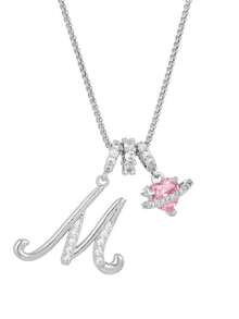 1 pieza Collar de acero inoxidable dorado con colgante de corazón rosa, letra personalizada y circonita cúbica exquisita, collar con letra de nombre simple, regalo de moda para novia, mamá, familia, amiga, hija, adecuado para aniversario, Día de San Valentín, Día de la Madre, cumpleaños, graduación, uso diario, boda, baile de graduación - Plateado - Ver 12