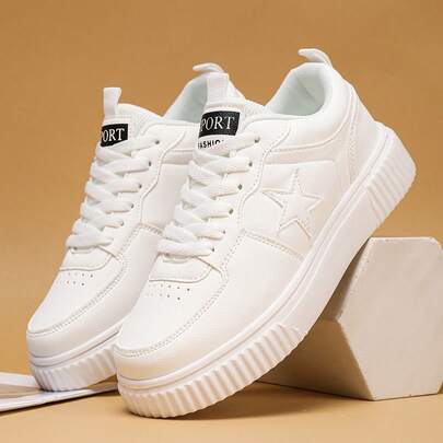 Tênis Casuais Unissex, Sapatos Planos Versáteis de Estilo Coreano para Estudantes, Sapatos Esportivos da Moda de Cano Baixo com Cadarço para Primavera/Outono