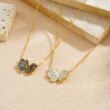 1 chiếc dây chuyền mặt hình bướm sang trọng bằng thép không gỉ dành cho nam giới - trắng - Xem 4