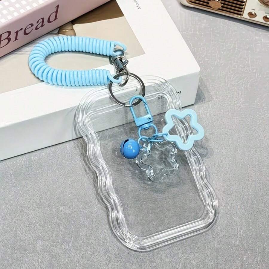 Thickened Retractable ID Card Holder With Keychain And Wrist Strap, Transparent PVC Card Holder With Safety Lock, Anti-Theft Design, Durable ID Card Wallet, Suitable For Student ID And Campus Card