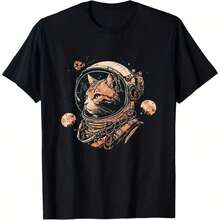 GiftSpace Camiseta de Manga Corta con Cuello Redondo para Mujer, Diseño de Astronauta, Estilo Coic Explorer, Impresión a una Cara, Algodón, Suave, para Todas las Temporadas - Color 10 - Ver 5