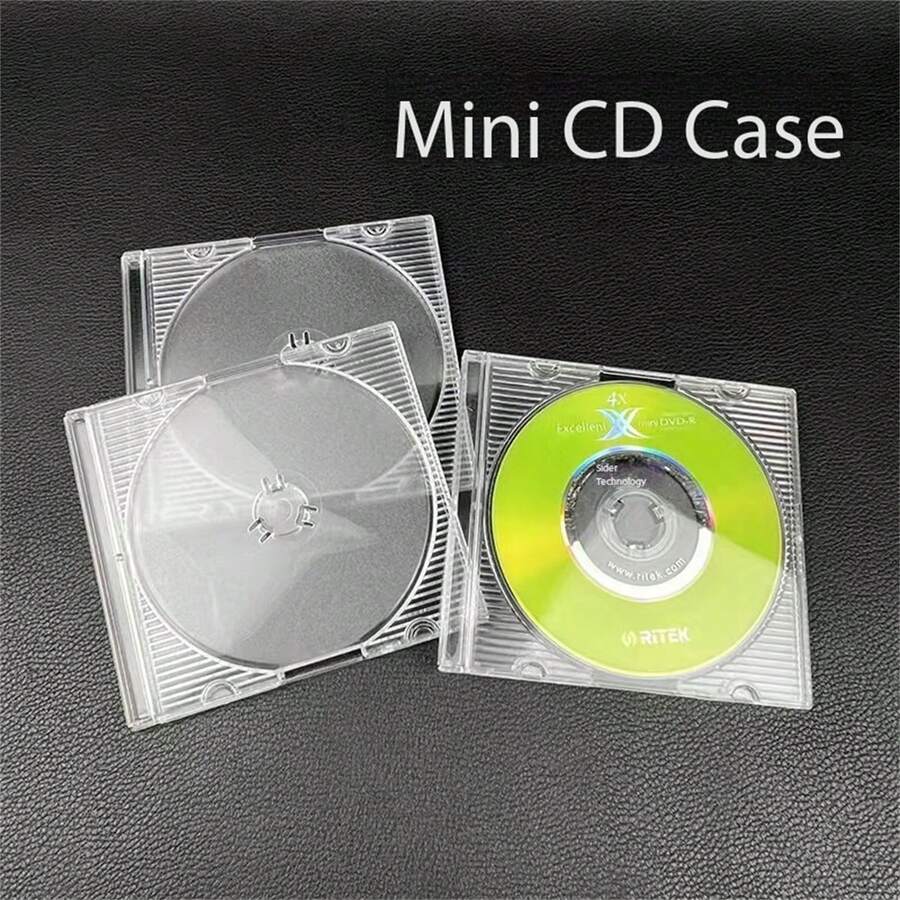 5 hộp đựng đĩa CD/DVD bằng nhựa trong suốt 3 inch, mỗi hộp 8cm. - Xem 1