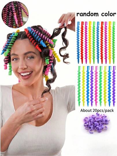 10/20pcsHair Rollers Spiral Perm Curlers DIY Hair Styling Tools, No Heat Spiral Curlers Spiral Hair Styling Curler Accessories DIY Hair Styling Tools