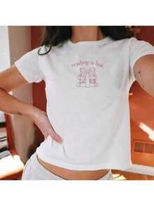 Camiseta suave 100% algodón, camiseta de "Reading Is Hot" para bebés, camiseta para amantes de los libros, camiseta de estilo coqueta, camiseta sutil para amantes de los libros, camiseta divertida de libros, camiseta de bebé con temática de libros, conjuntos de verano 2026 para mujeres, conjuntos de vacaciones para mujeres, conjunto para conciertos de estilo country, conjunto para conciertos para mujeres, camiseta de algodón transpirable, todo combina bien. - Blanco - Ver 7