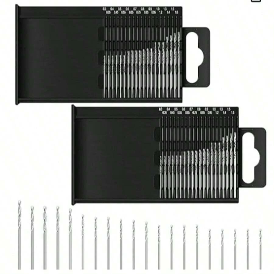 40pcs 0.3-1.6mm Micro Mini Drill Bit Set, Small Shank HSS Twist Drill Bits For All-Purpose - 40 - View 1