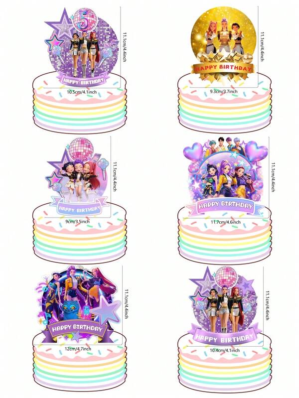 1pc 2026 New K-POP D Emon Hunter Girl Group Decorative Insert Cards, Suitable For Birthday Party Decorations, Suitable For Birthday Party Decorations. K-POP Themed Party Decorations