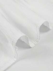 ii Blusa de manga larga con volantes, parches de encaje y unicolor casual blanca para primavera - Blanco - Ver 5