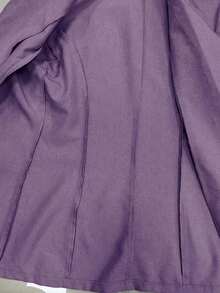 Blazer de lino de 3/4 de manga con cintura ajustable, diseño de botones, adecuado para ir al trabajo, eventos formales, fiestas elegantes, ropa de oficina - Primavera, Verano, Otoño - Morado 2 - Ver 7