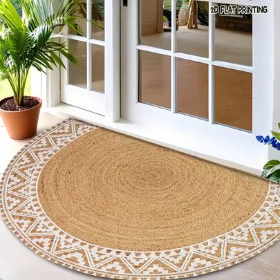 1pc Stone Pattern Doormat, Home Decor Essential, Suitable For Porch And Living Room, Mother's Day Gift, Fashionable Semi-Circle Design, Mosaic Print, Living Room Holiday Decor, Hallway Carpet, Bedroom Decor, Decorative Rug