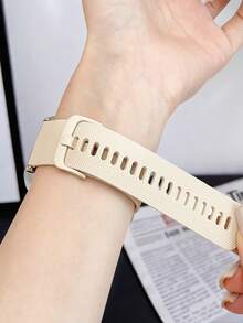 1件杏色矽膠手錶錶帶，相容於 Galaxy Watch 7 FE 6 5 4 40mm 44mm / Watch 5 Pro 45mm 44mm / Watch 6 43mm / Watch 4 Classic 46mm，經典款，22mm 20mm 戶外運動瑜伽健身，防水防汗矽膠手錶錶帶，適合女性，母親節、教師節禮物，智慧手錶配件，手錶錶帶 - 杏色 - 查看 5