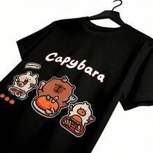Tops para mujer Casual de Algodón para Mujer, Manga Corta, Cuello Redondo Regular - Negro - Ver 8