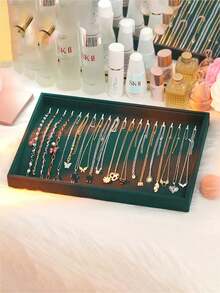 1pc Necklace Storage Box, Necklace Display Tray, Velvet Jewelry Tray Rings Holder, Suitable For Necklaces, Pendants And Other Display Trays, Essential Storage Box For Girls - 20-hook Necklace Tray - View 4