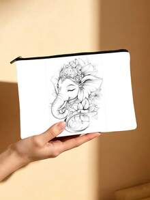Bohemian Mandala Animal DIY Coloring Cosmetic Bag, Black & White Line Art Toiletry Pouch, Customizable Color-Your-Own Makeup Organizer, Travel Essentials, Perfect Gift For Craft Lovers - Multicolor - View 2
