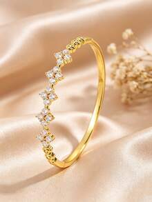 Camhanno 1 chiếc vòng tay bằng thép không gỉ mạ vàng 18K dành cho nữ, kiểu dáng giản dị và đa năng. - Nhiều màu - Xem 5