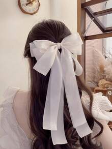 1pc Women's Oversized Satin Ribbon Bow Hair Clip, Fairy-Like Fashionable Elegant, Sweet Princess Hair Clip, Back Of Head High-End Hair Accessory, Spring Clip Hair Clip, Women's Summer Hair Accessory, Perfect For Vacation, Beach, Wedding, Party, Daily Wear - Multicolor - View 12