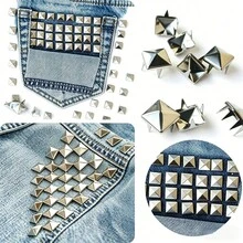 50pcs/100pcs/160pcs/220pcs Square Pyramid Studs, Suitable For Clothing, Bags, Leather, Shoes, Punk Rock DIY Crafts, 4-Prong Metal Stud Rivet Spike Accessories - Silver - View 11